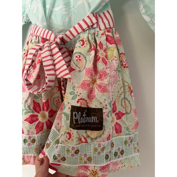 Matilda Jane Platinum Floral Mint Blue and Pink Christmas Holiday Dress - Picture 5 of 7